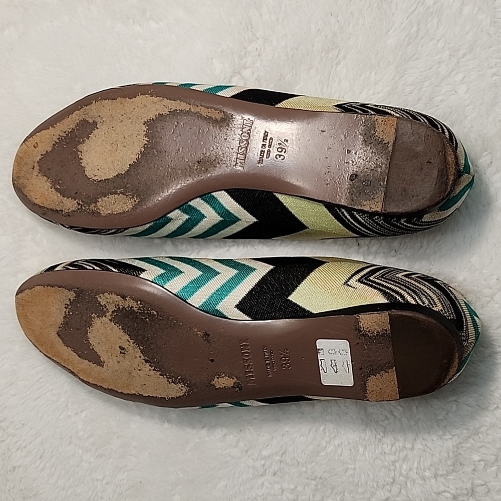 Missoni Chevron Ballet Flats Black / Green Size 39.5/ 9. - Picture 12 of 16